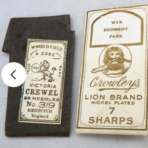 4 antique Victorian sewing needle packages advertising England sharps
